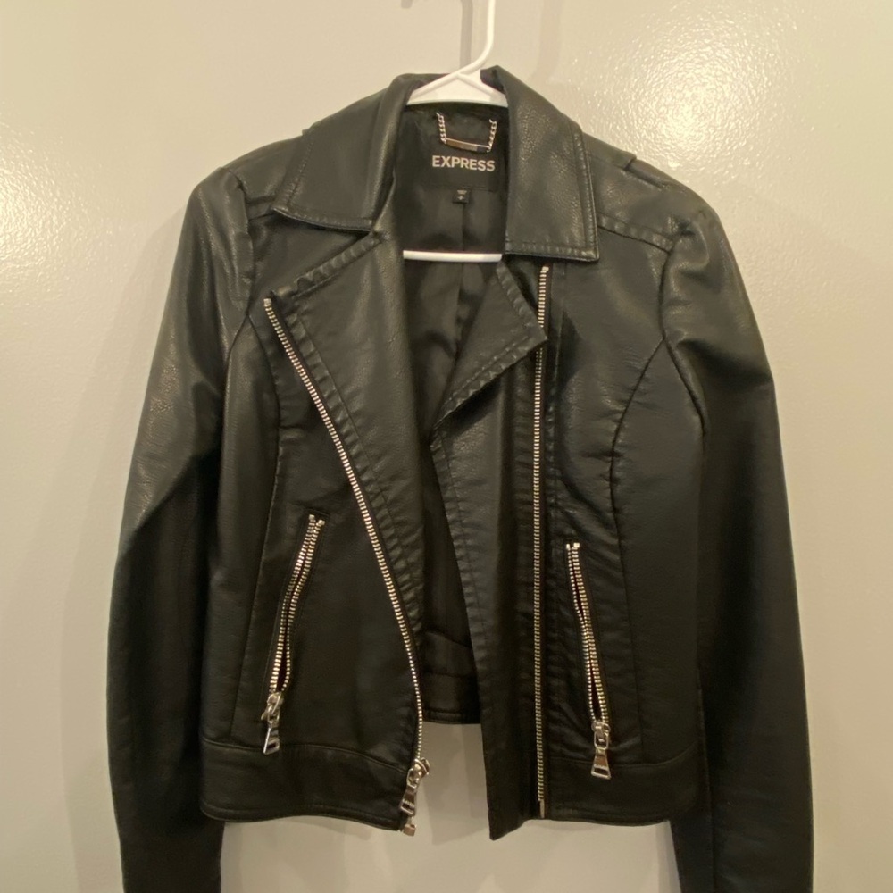 Express Women's Sleek Black Pleather Jacket